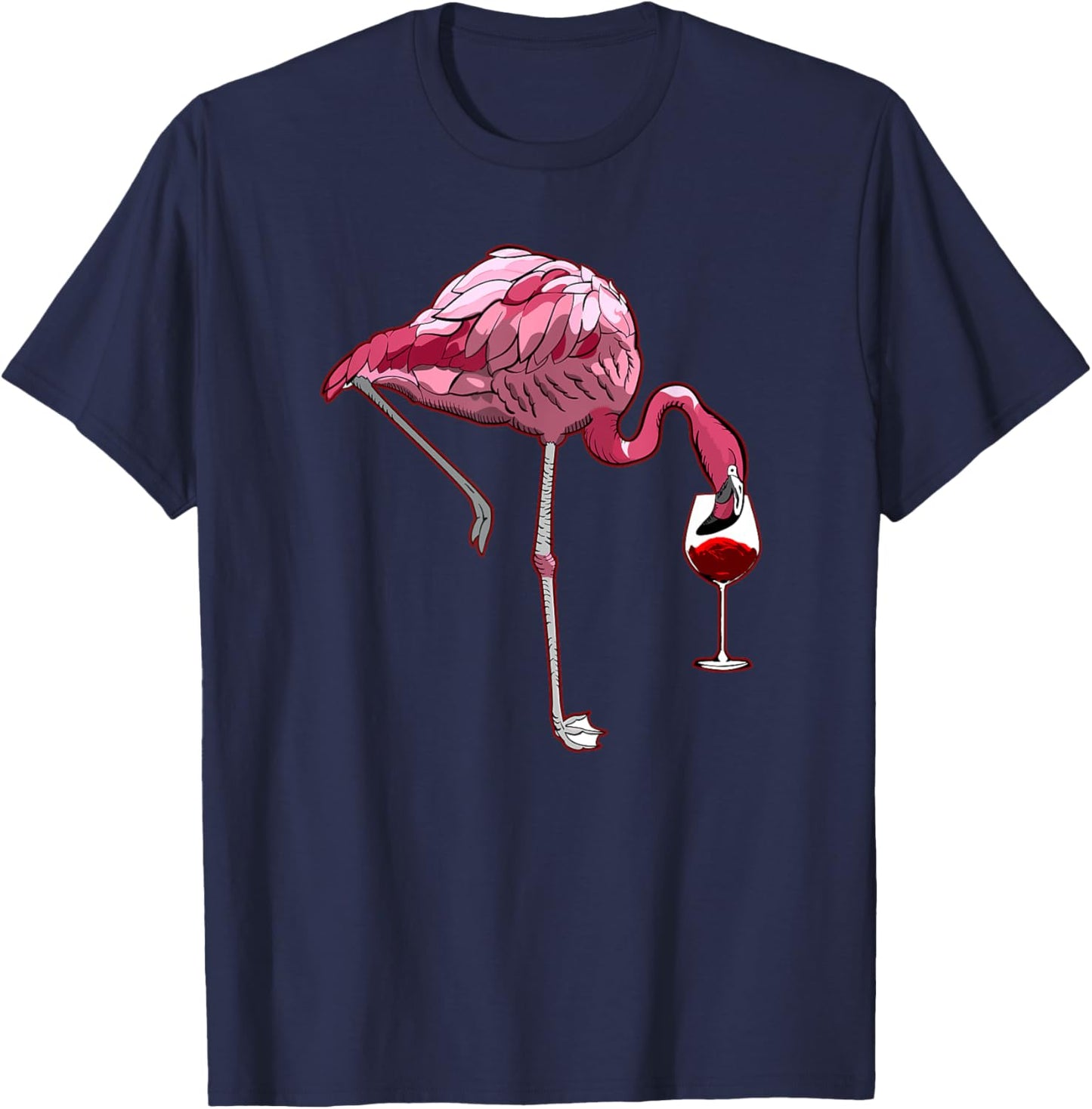 Flamingo Wine Tasting Humor Drinking T-Shirt - T-Shirt | Navy