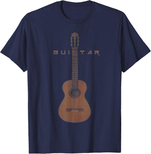 Acoustic Guitar, Guitarist, Guitar Player, Guitar Art Lover T-Shirt - T-Shirt | Navy