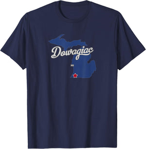 Dowagiac Michigan MI Map T-Shirt - T-Shirt | Navy