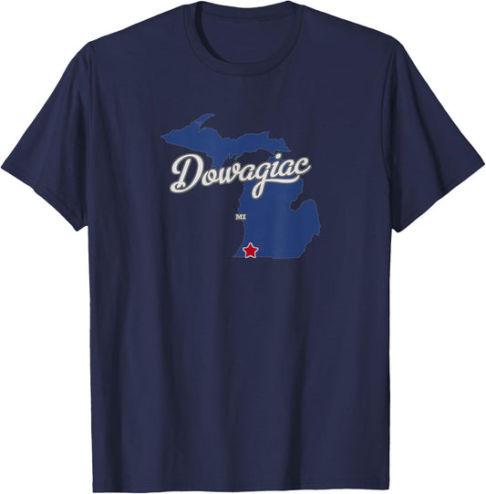 Dowagiac Michigan MI Map T-Shirt - T-Shirt | Navy