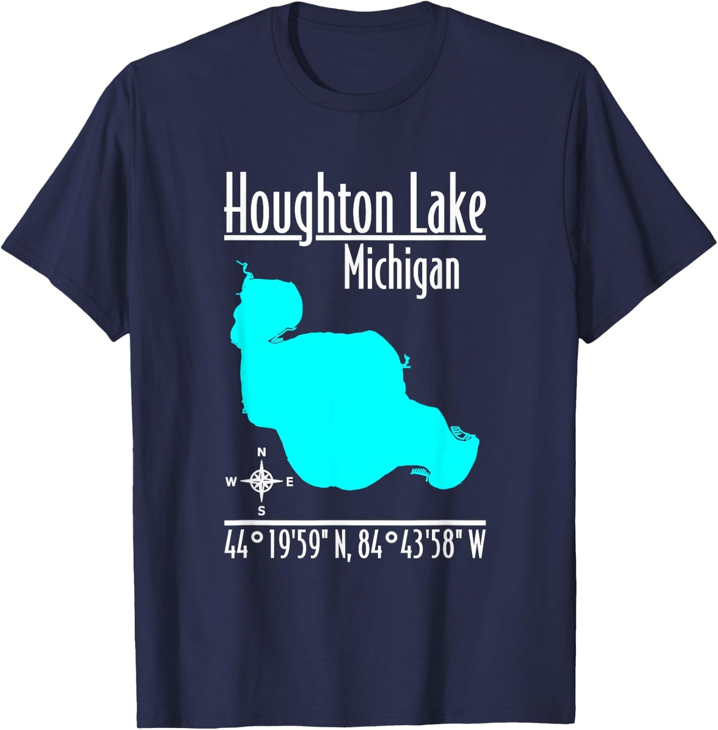Modern Houghton Lake - Michigan T-Shirt - T-Shirt | Navy