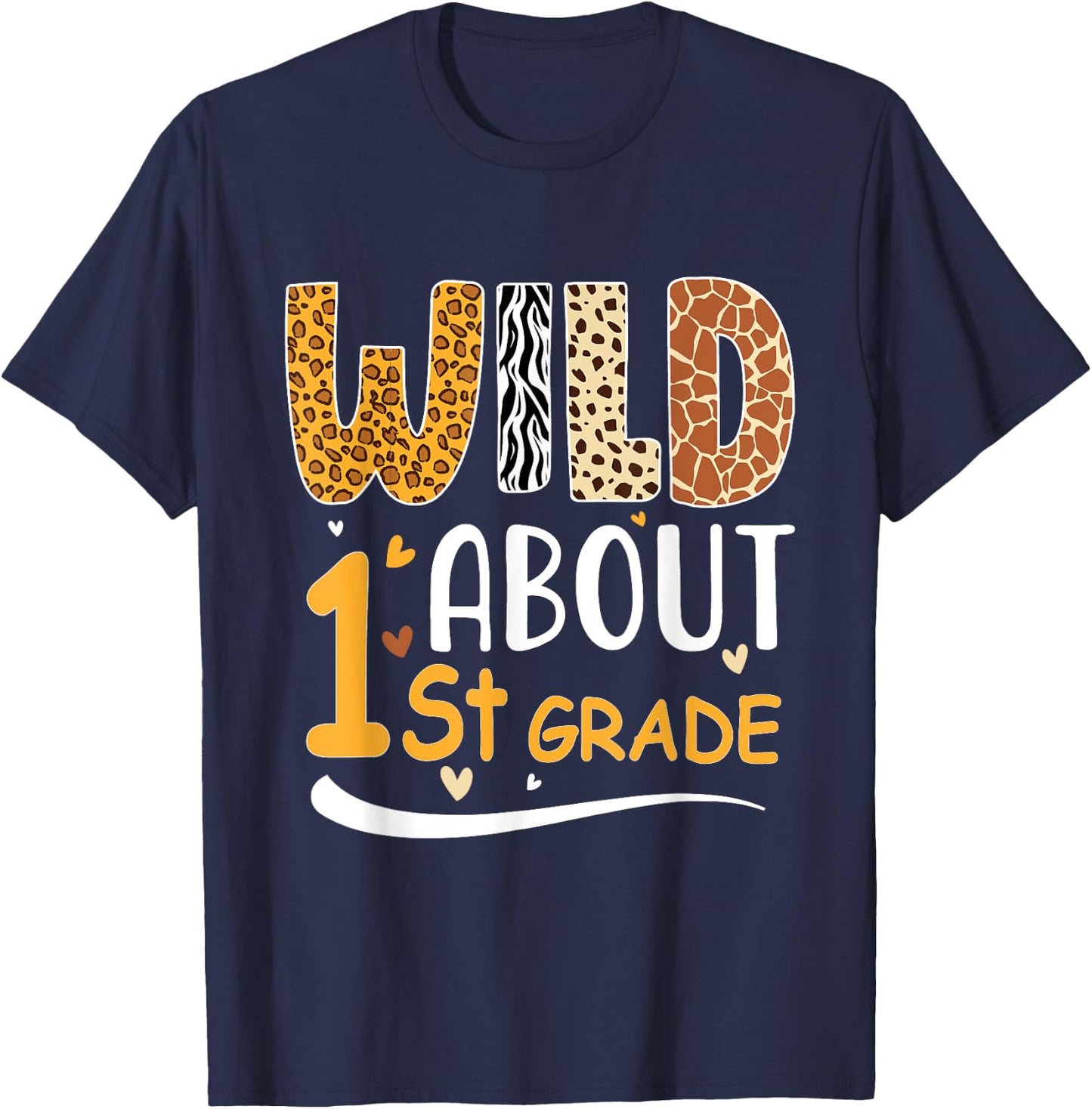 Wild about First 1St Grade Back To School Leopard T-Shirt - T-Shirt | Navy