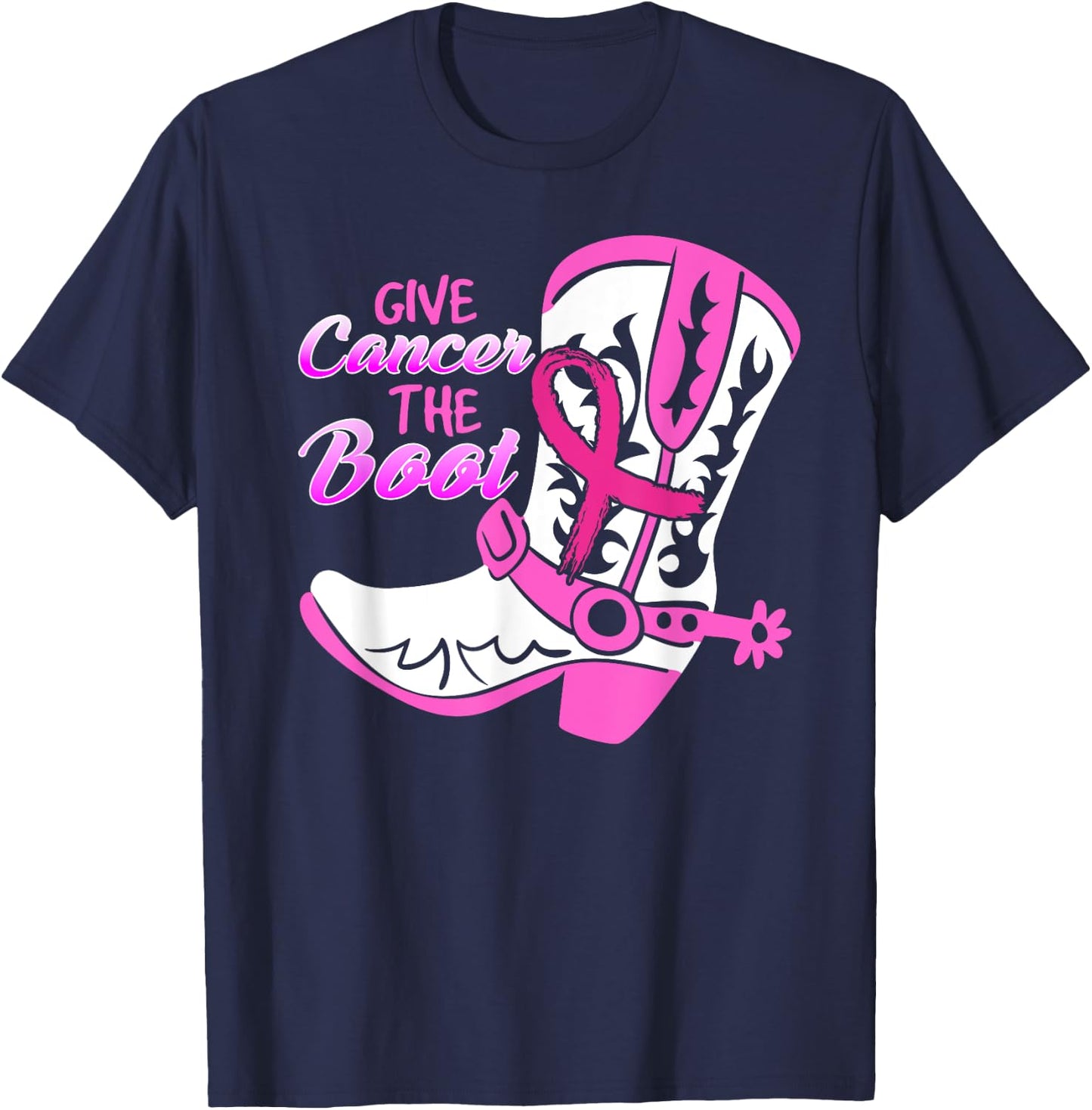 Give Cancer The Boot T-Shirt - T-Shirt | Navy