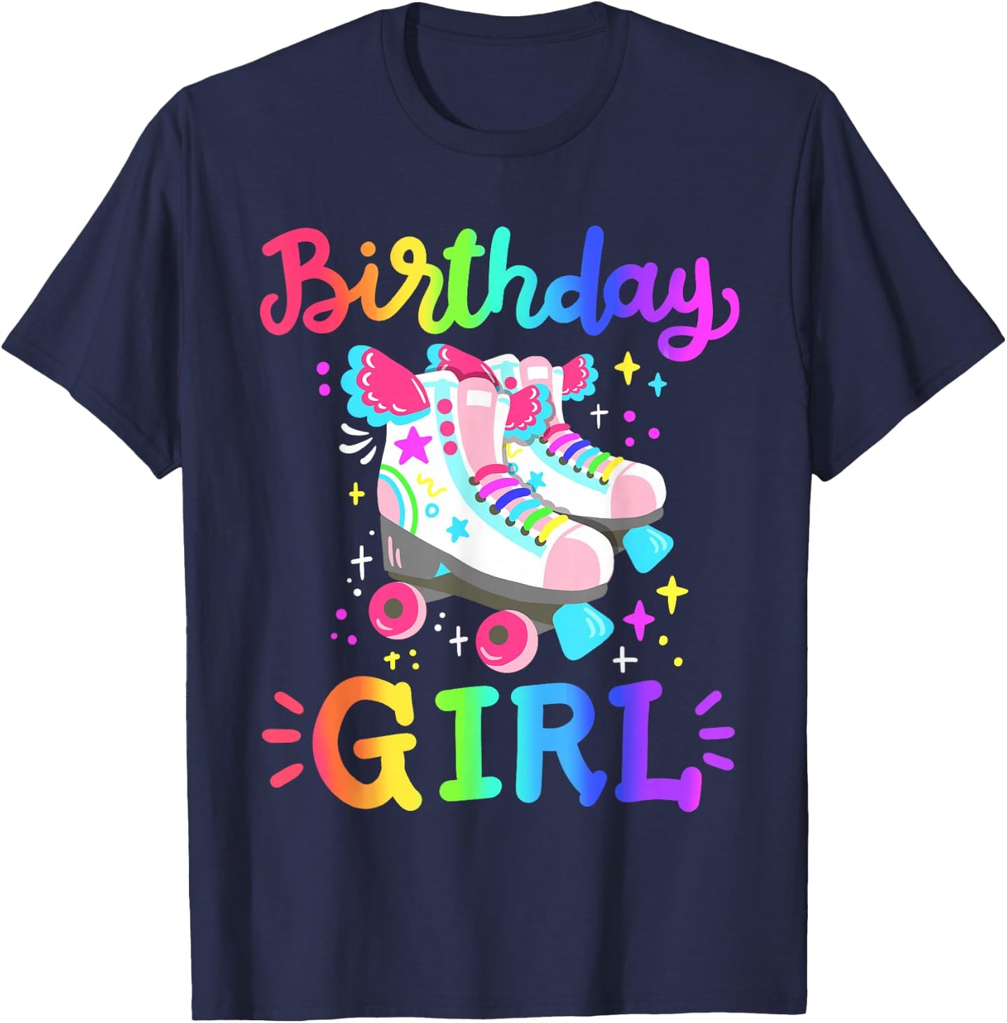 Birthday Girl Rolling Skates Roller Skater Party Kids Girls T-Shirt - T-Shirt | Navy