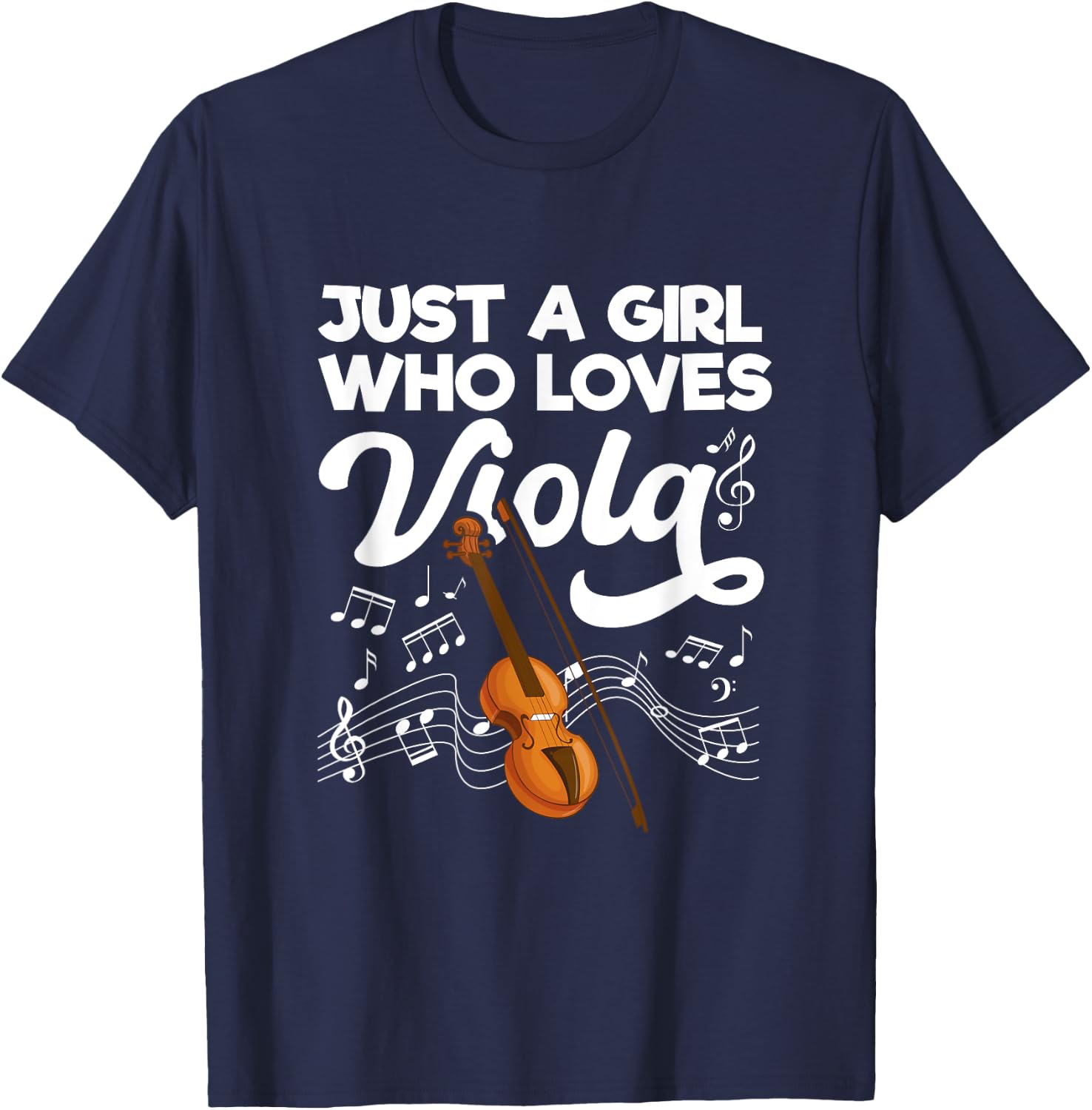 Just A Girl Who Loves Viola Musical Instrument Player Music T-Shirt - T-Shirt | Navy