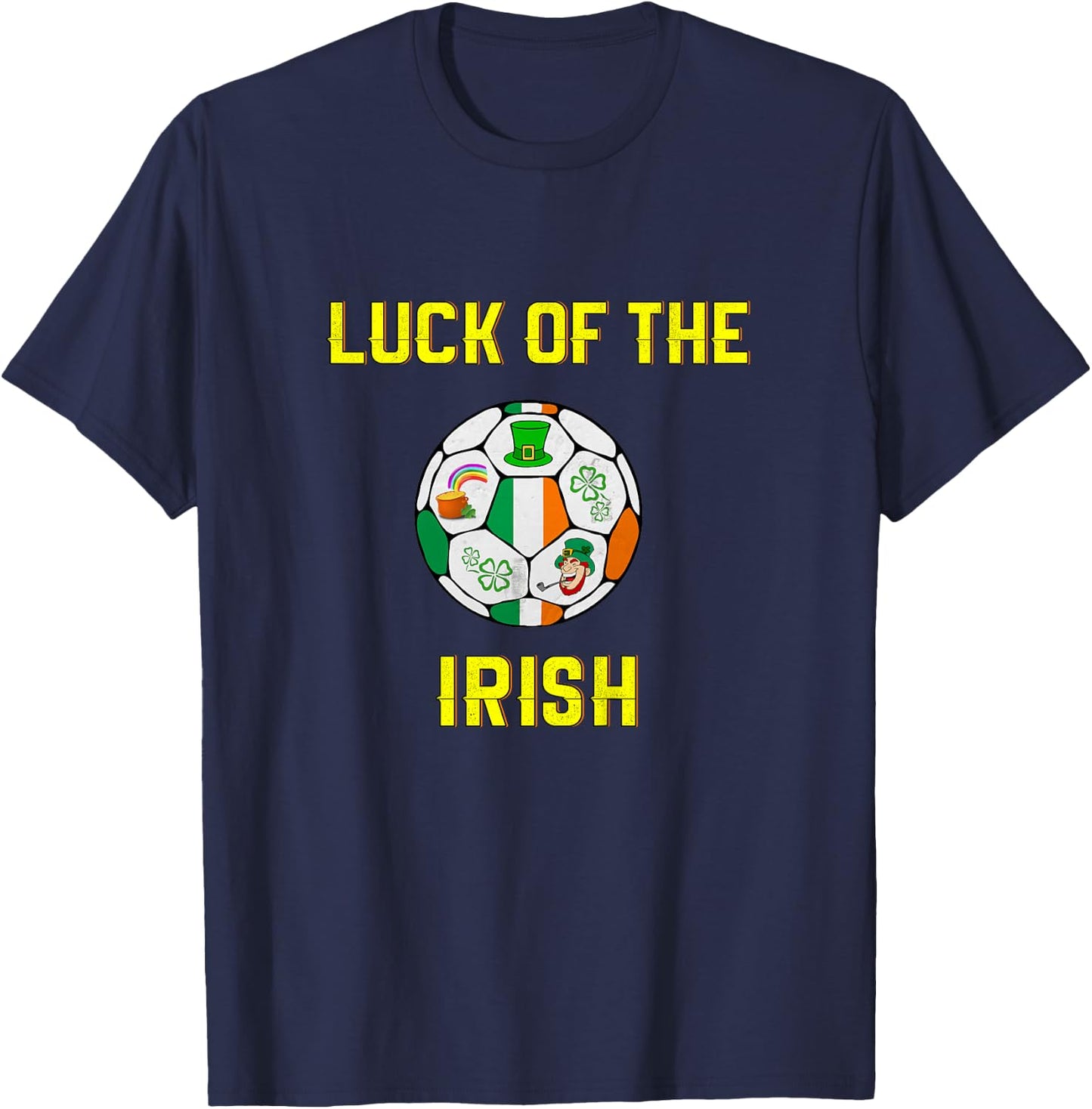 Kids Irish Flag Ireland Soccer Ball Art T-Shirt - T-Shirt | Navy