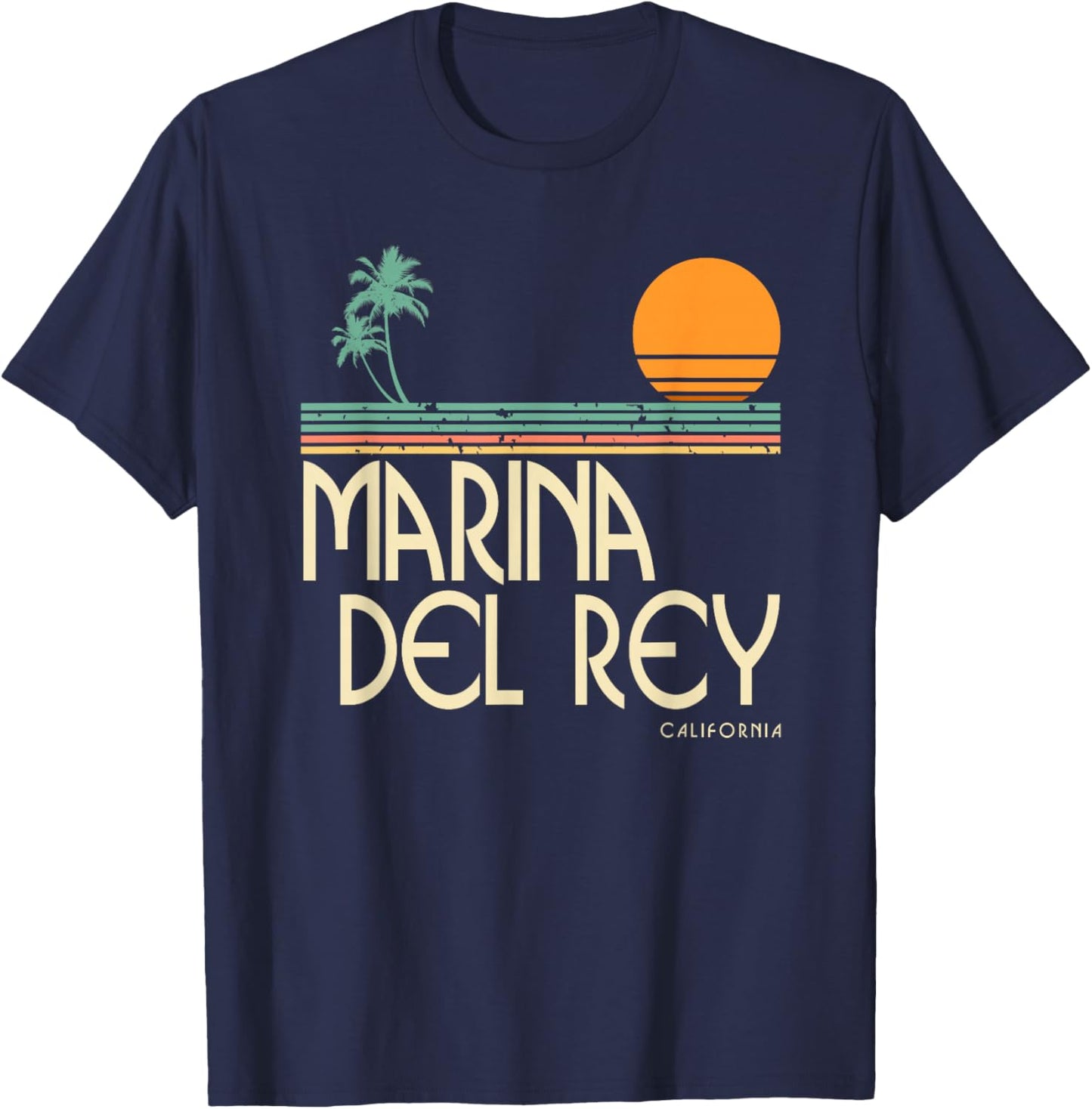 Vintage Marina Del Rey California T-Shirt - T-Shirt | Navy