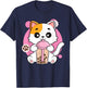 Cute Cat Shirt Boba Tea Anime Japanese Kids Teen Girl Kawaii T-Shirt - T-Shirt | Navy