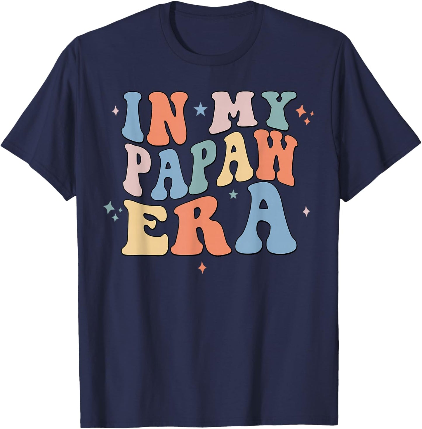 In My Papaw Era Retro Groovy Father's Day T-Shirt - T-Shirt | Navy