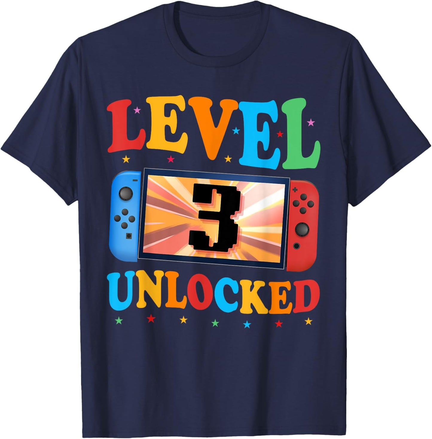 Awesome Level 3 Unlocked 3rd Birthday Boy Girl Video Gamer T-Shirt - T-Shirt | Navy