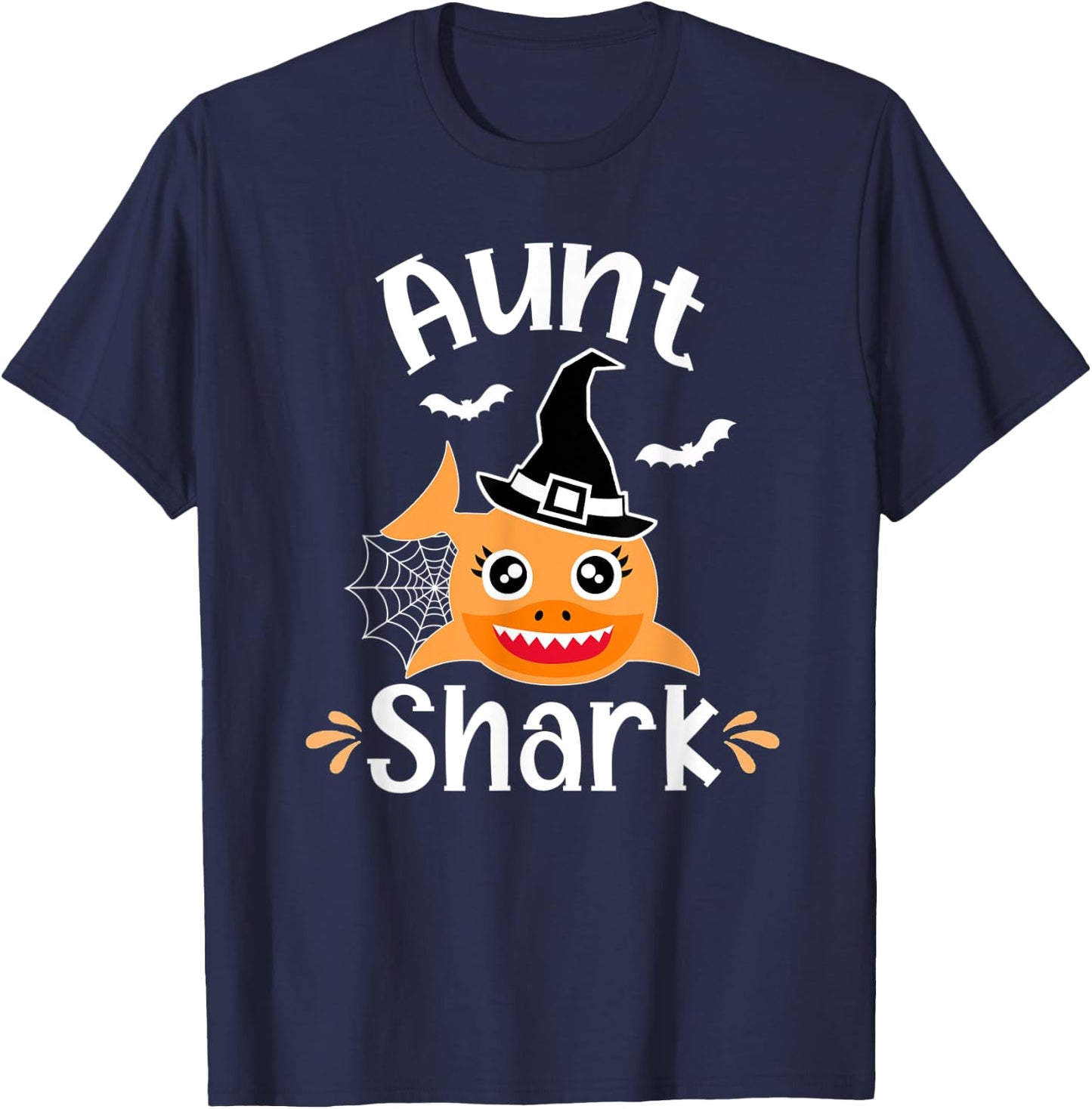 Aunt Shark Funny Halloween T-Shirt - T-Shirt | Navy