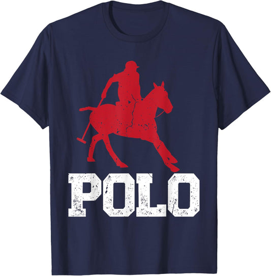 Polo Players Horseback Riding Horse Equestrian Sports T-Shirt - T-Shirt | Navy