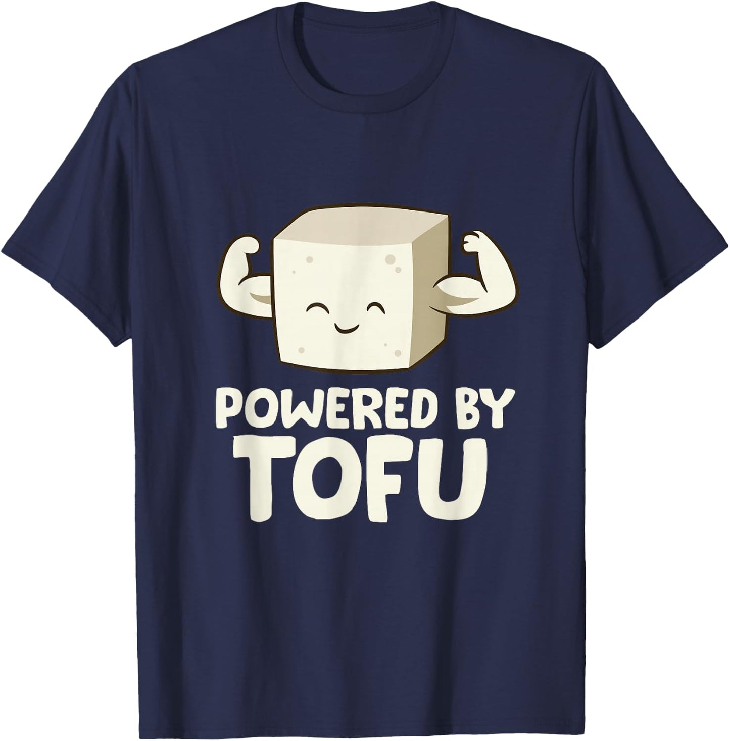 Vegan Vegetarian Love Tofu Powered By Tofu T-Shirt - T-Shirt | Navy