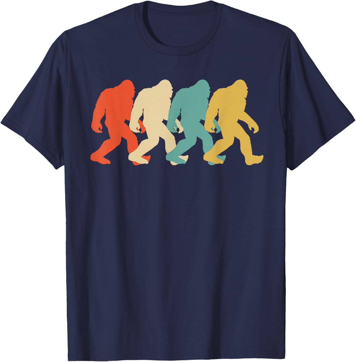 Bigfoot Silhouette Retro Pop Art Sasquatch Graphic T-Shirt - T-Shirt | Navy
