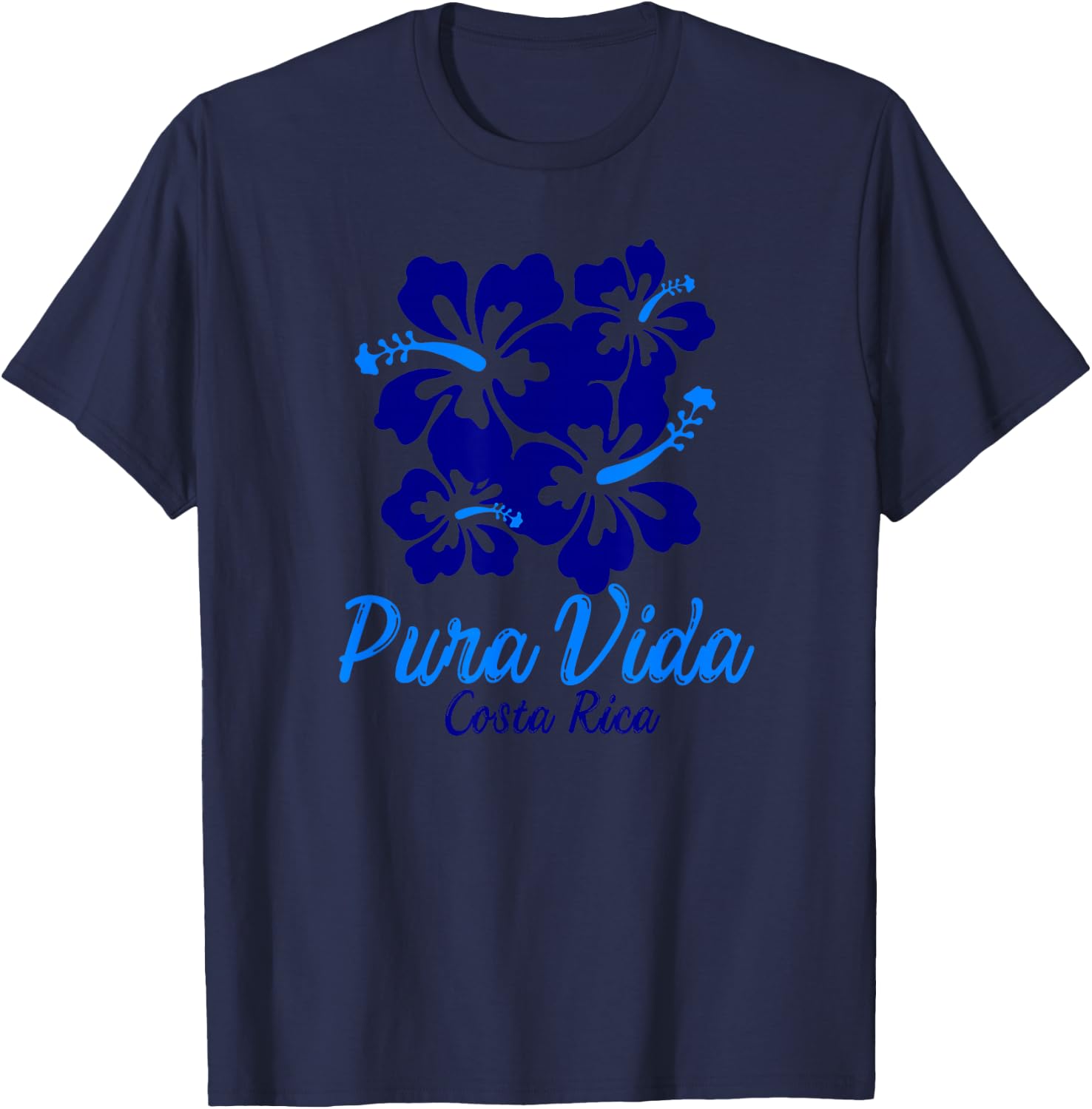 Pura Vida Costa Rica Blue Hibiscus T-Shirt - T-Shirt | Navy