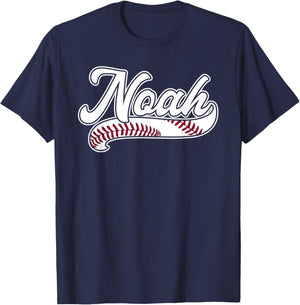 Noah Personalized Baseball Fan Birthday Name Gift Christmas T-Shirt - T-Shirt | Navy