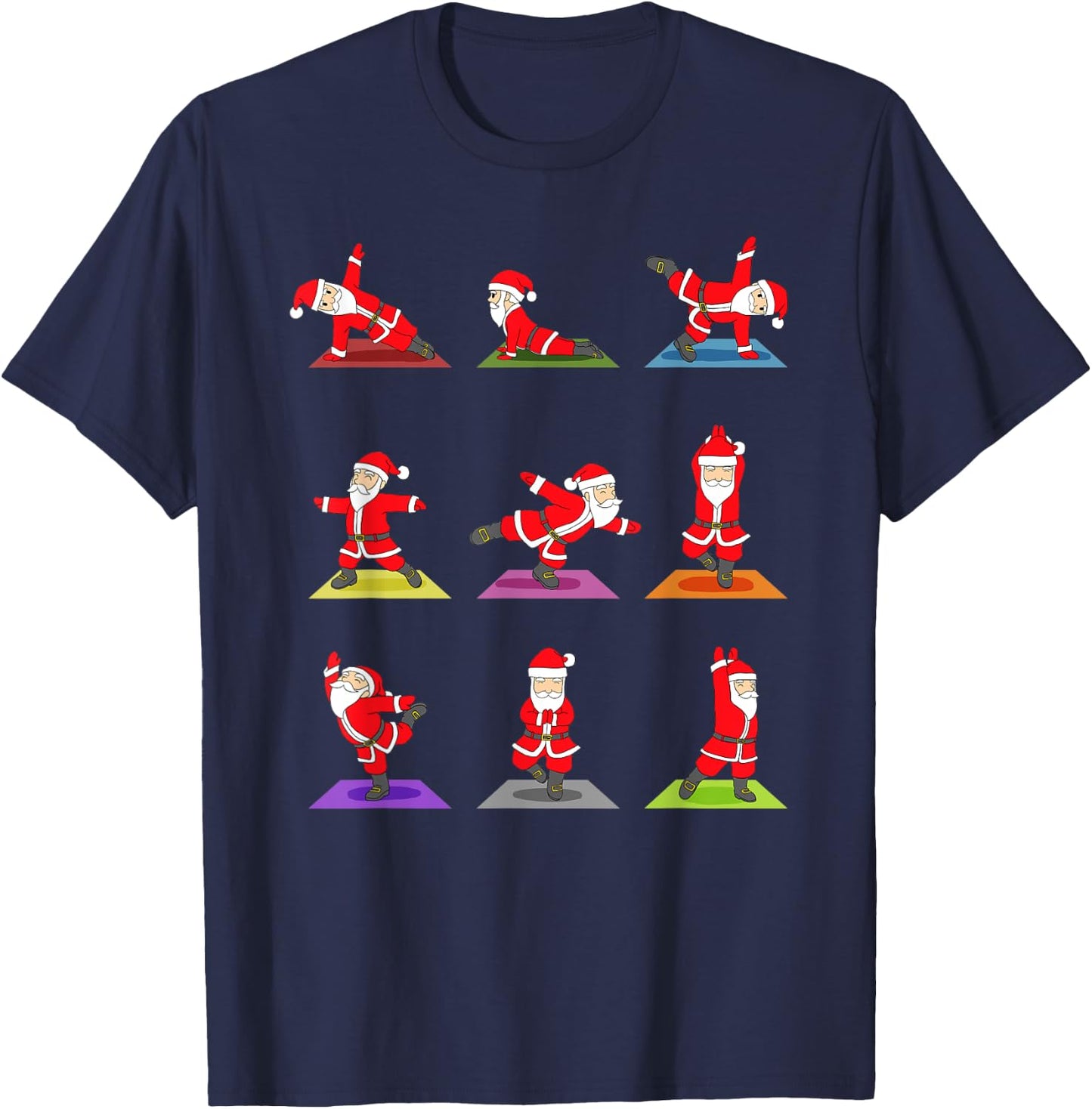 Christmas Yoga Santa Claus Xmas Gift T-Shirt - T-Shirt | Navy