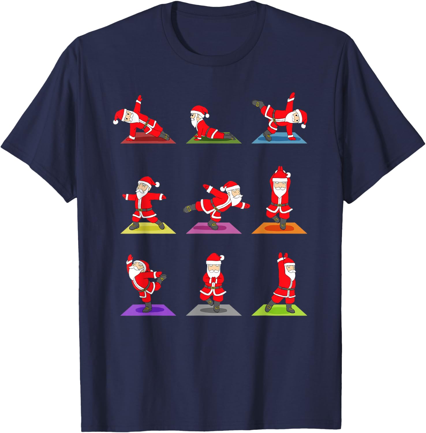 Christmas Yoga Santa Claus Xmas Gift T-Shirt - T-Shirt | Navy