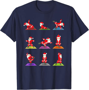 Christmas Yoga Santa Claus Xmas Gift T-Shirt - T-Shirt | Navy