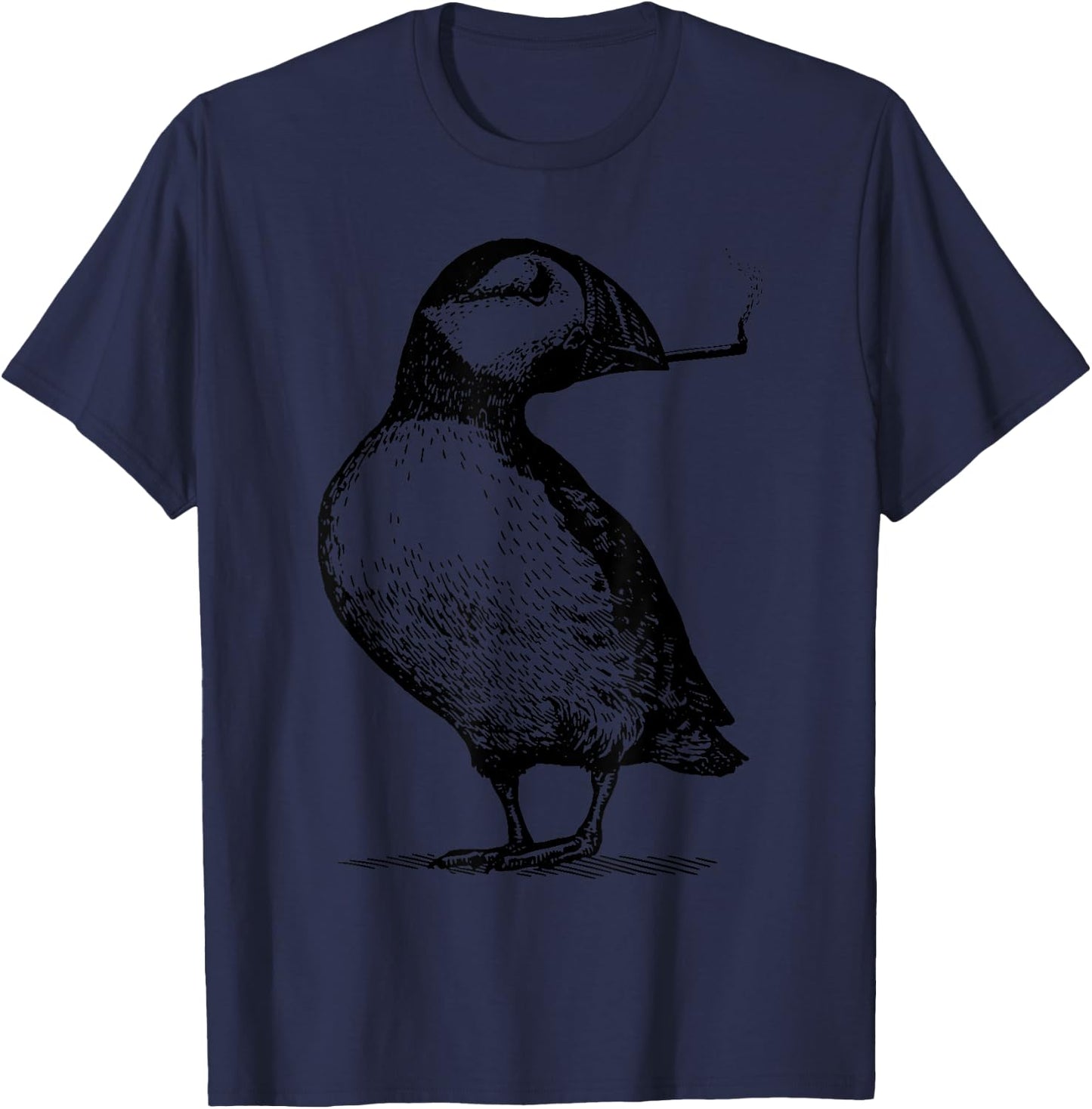 Vintage Cute Puffin Smoking Weed Cannabis Marijuana Stoner T-Shirt - T-Shirt | Navy