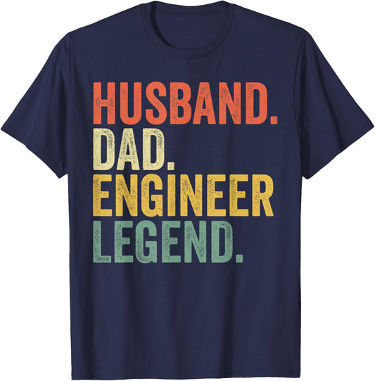 Funny Engineer dad Husband Dad Engineer Legend Vintage T-Shirt - T-Shirt | Navy