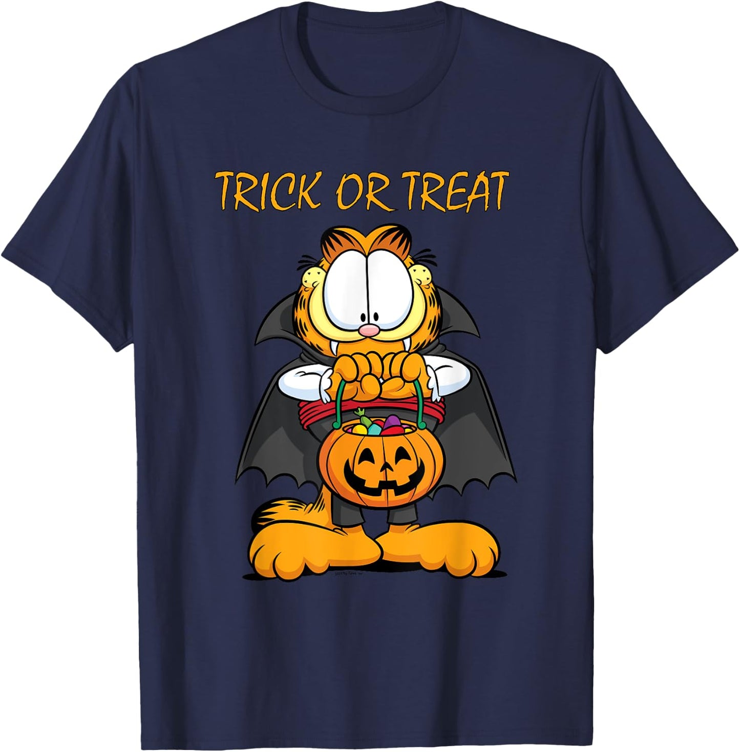 Garfield Halloween Trick Or Treat Pumpkin T-Shirt - T-Shirt | Navy