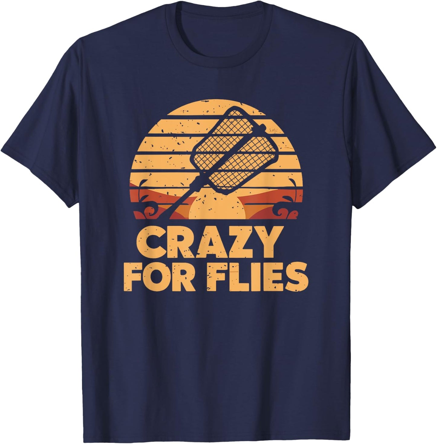 Housefly Killer, Crazy For Flies, Retro Fly Swatter T-Shirt - T-Shirt | Navy
