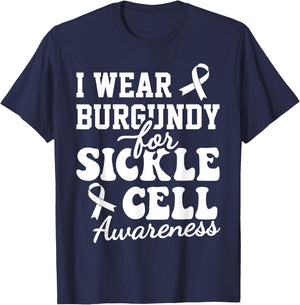 Kids I Wear Burgundy For Sickle Cell Anemia Awareness T-Shirt - T-Shirt | Navy