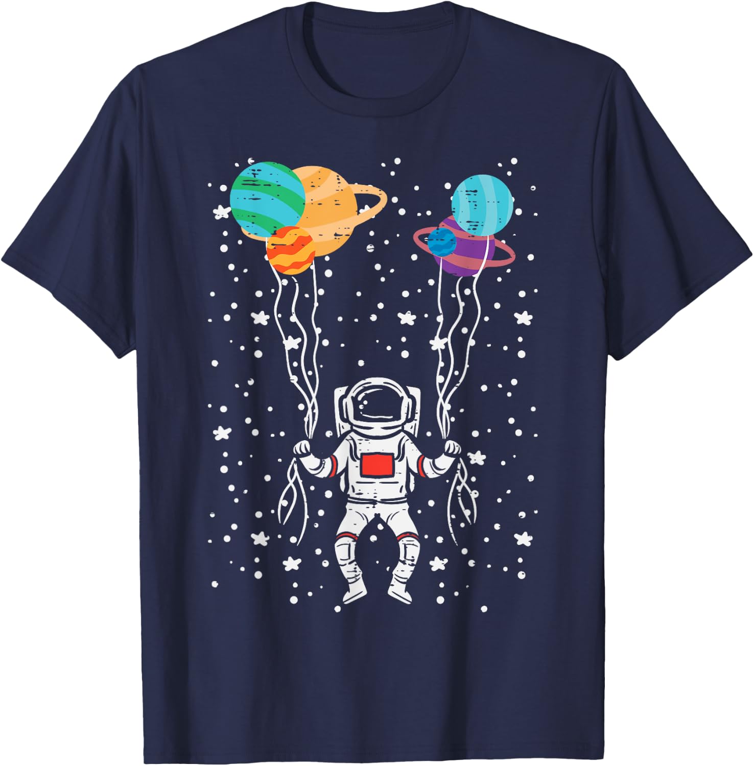 Spaceman Balloon Planets Astronaut Space Women Men Kids Teen T-Shirt - T-Shirt | Navy