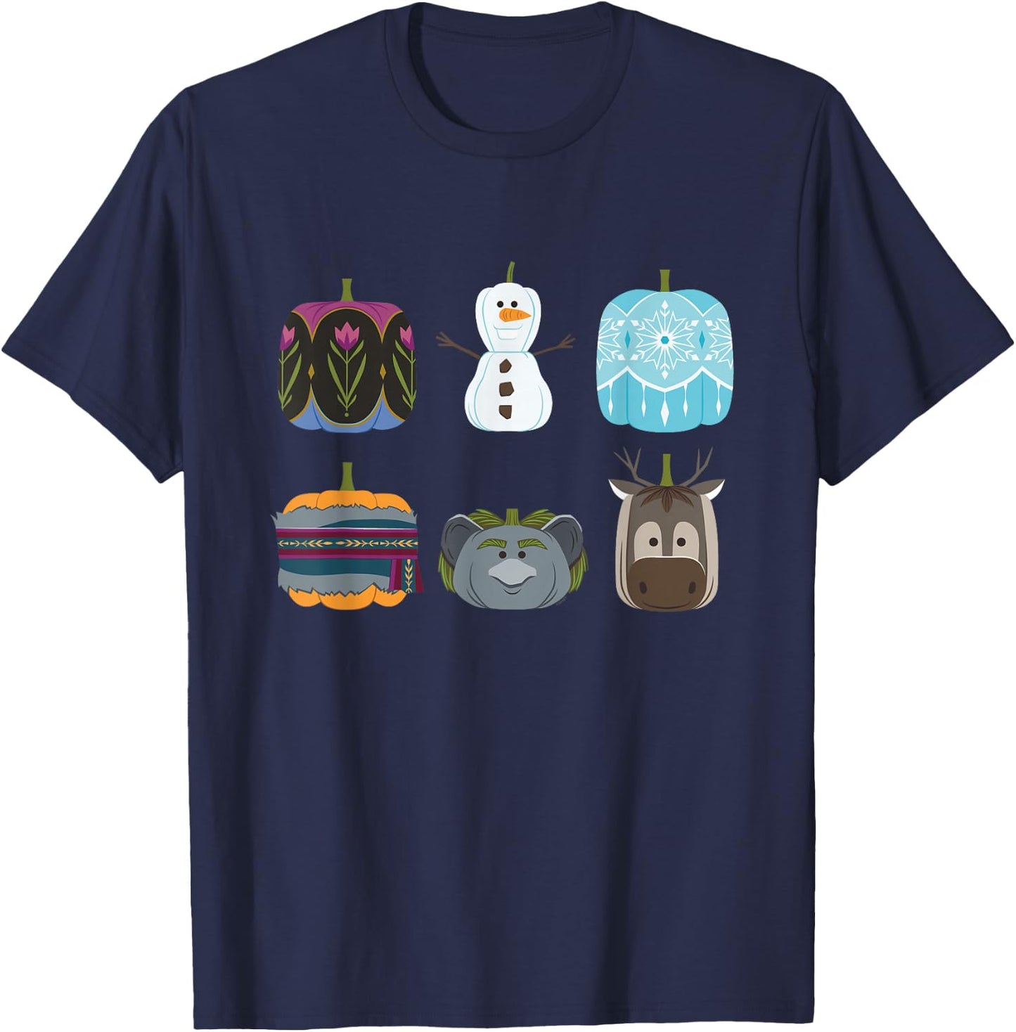 Disney Princess Frozen Pumpkins Autumn Elsa’s Fall Harvest T-Shirt - T-Shirt | Navy