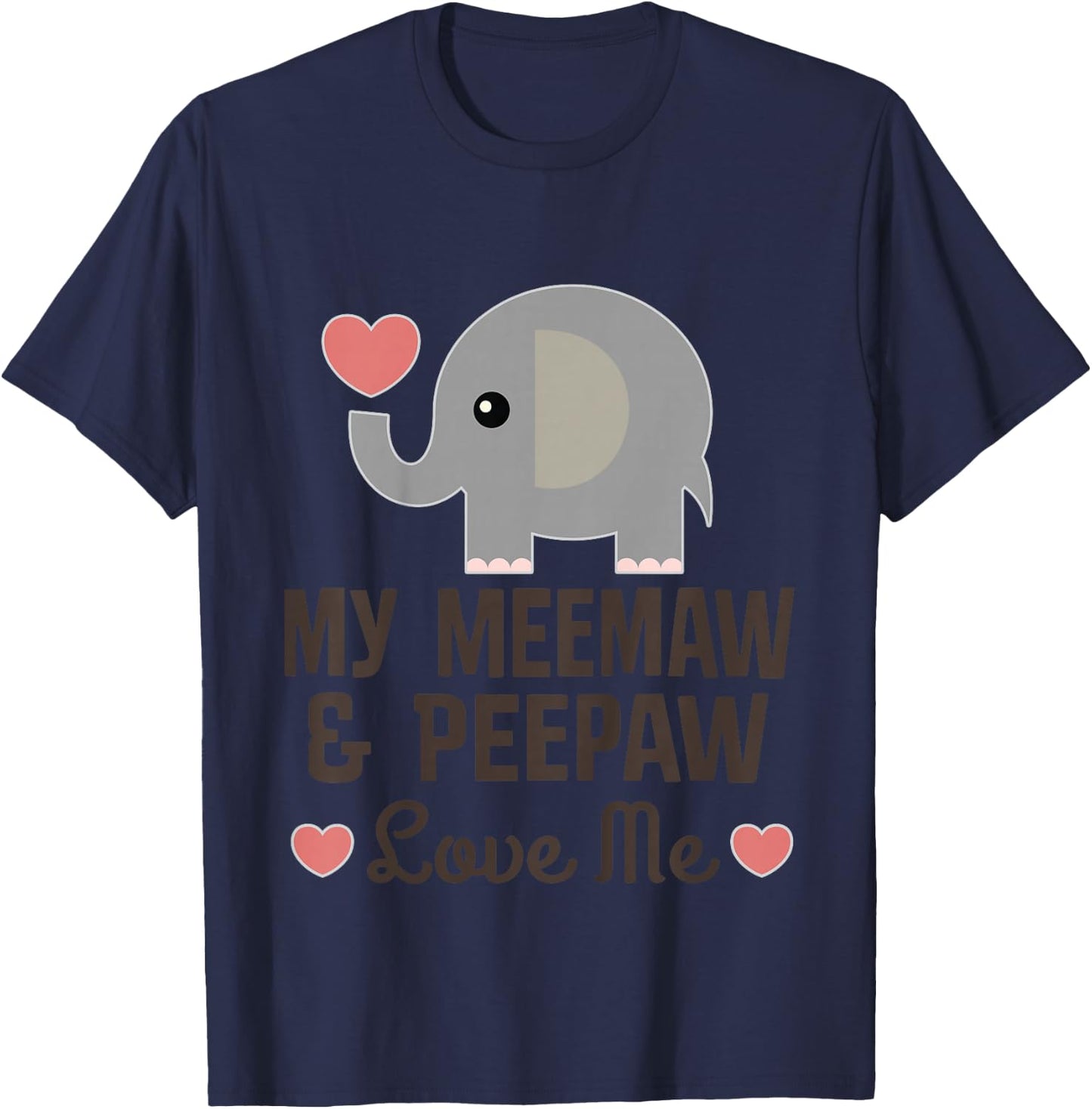 Kids My Meemaw and Peepaw Love Me Grandchild Elephant T-Shirt - T-Shirt | Navy