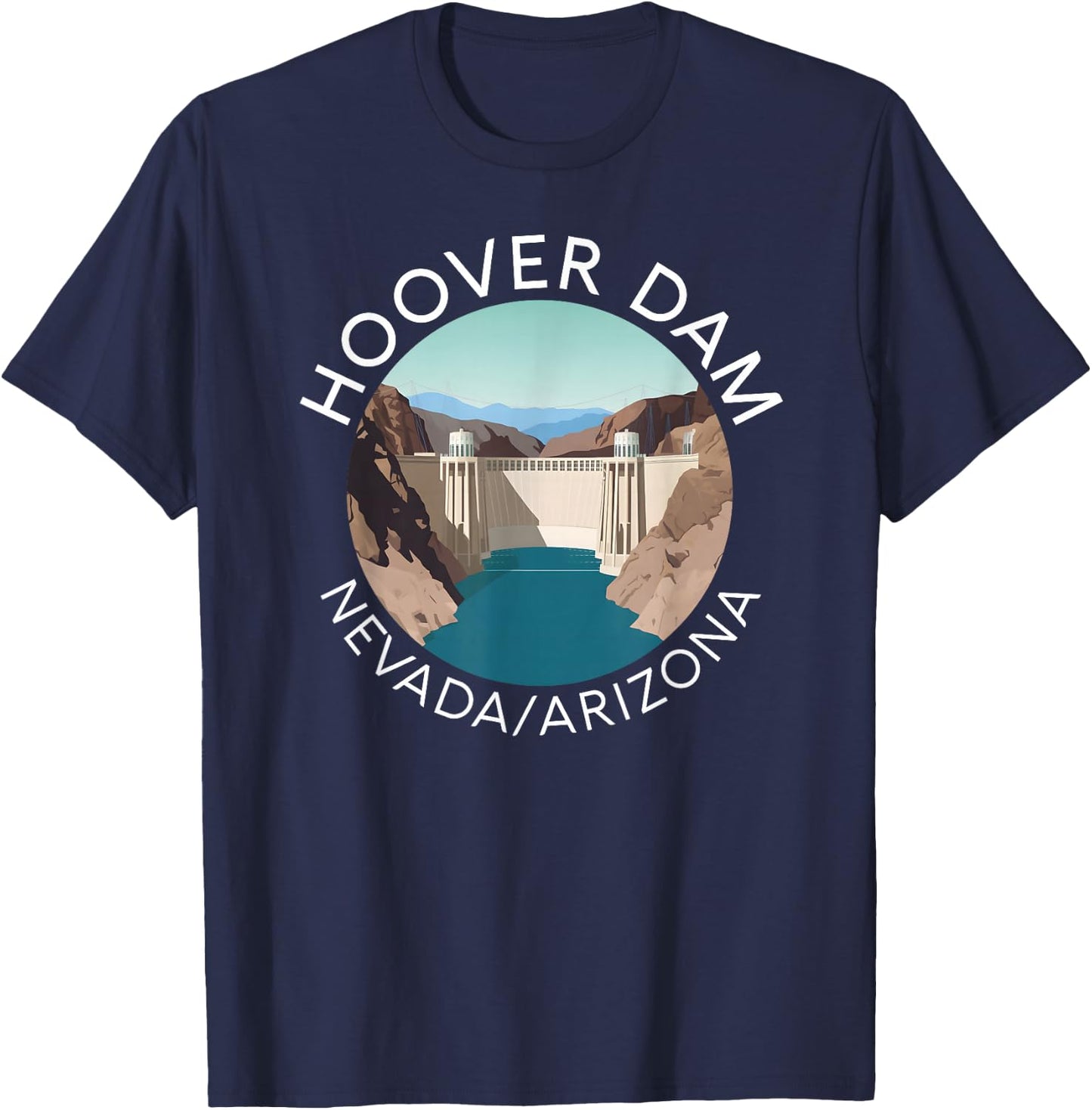 Hoover Dam Nevada Arizona Colorado River Engineering Vegas T-Shirt - T-Shirt | Navy