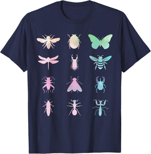 Bugs Watercolor Insect Collector Entomologist Entomology T-Shirt - T-Shirt | Navy