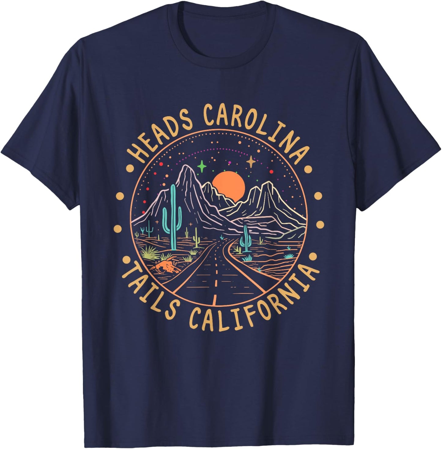 Heads Carolina Tails California Road Cactus Mountain Apparel T-Shirt - T-Shirt | Navy