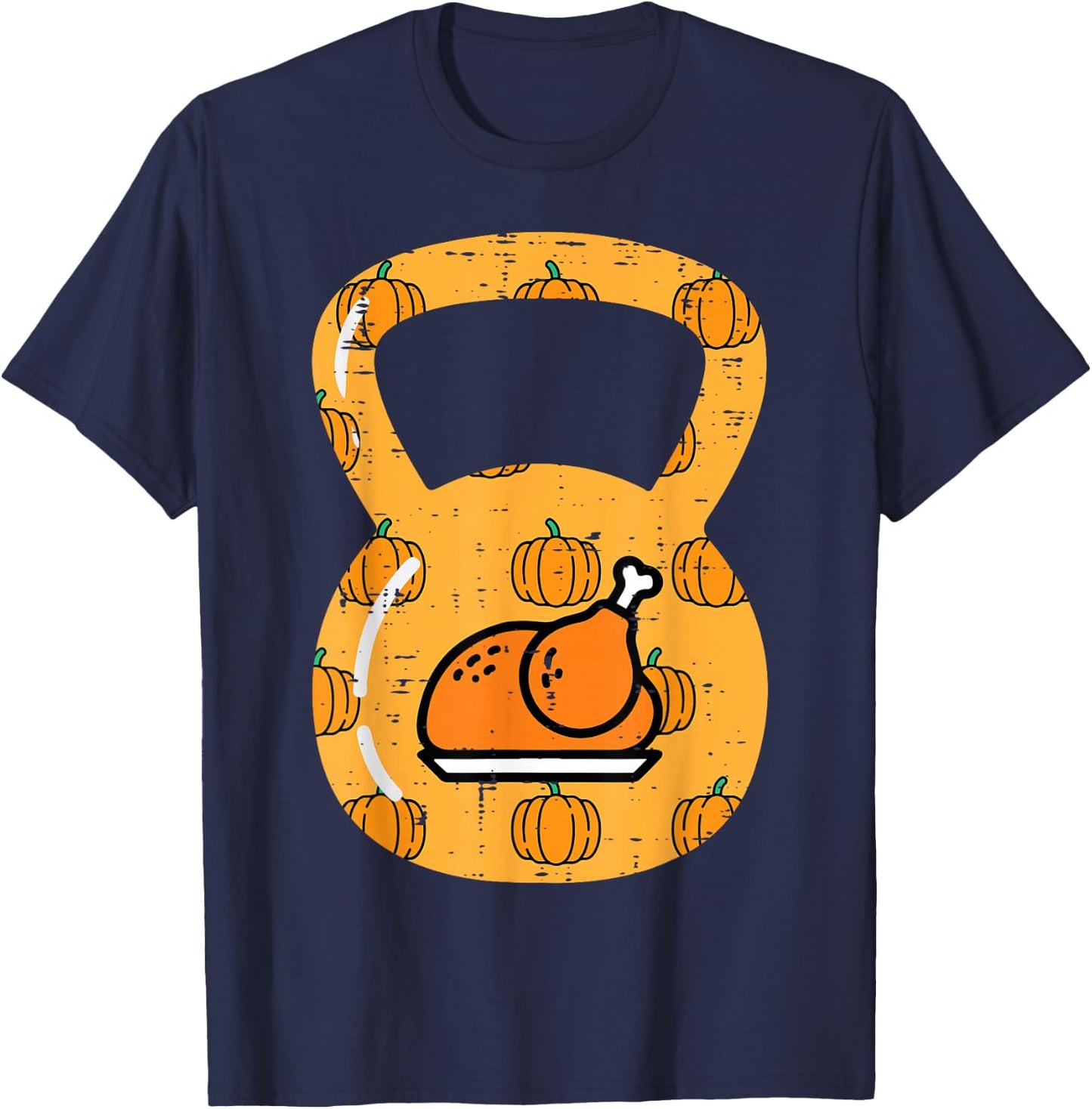 Thanksgiving Workout Kettlebell Fall Exercise Men Women Kids T-Shirt - T-Shirt | Navy