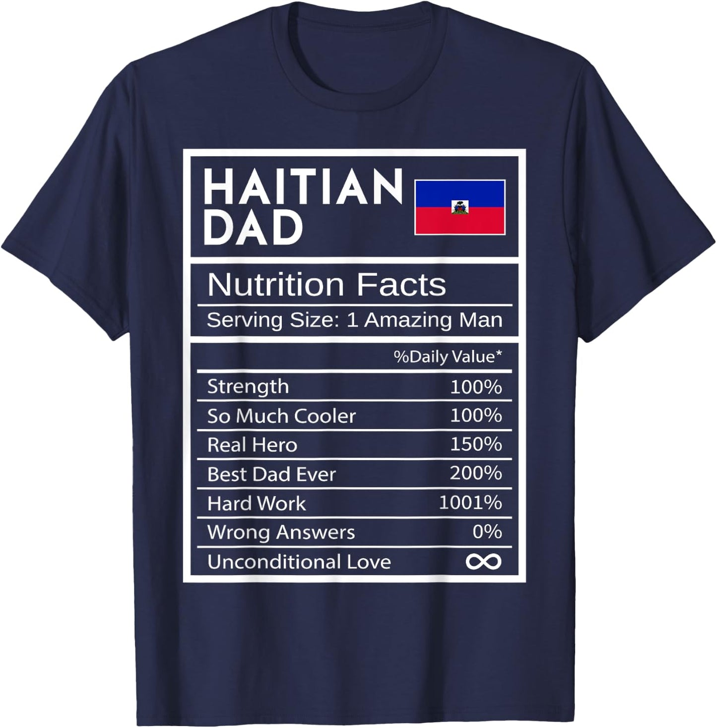 Haitian Dad Nutrition Facts National Pride Father's Day T-Shirt - T-Shirt | Navy
