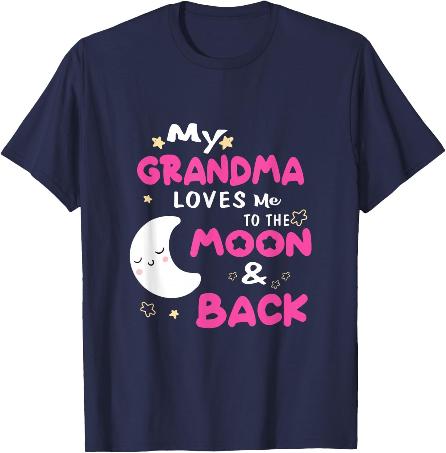 My Grandma Loves Me To The Moon And Back Kids Boys Girls T-Shirt - T-Shirt | Navy