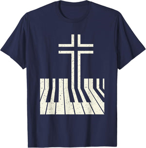 Christian Piano Player Piano Teacher Keyboard T-Shirt - T-Shirt | Navy