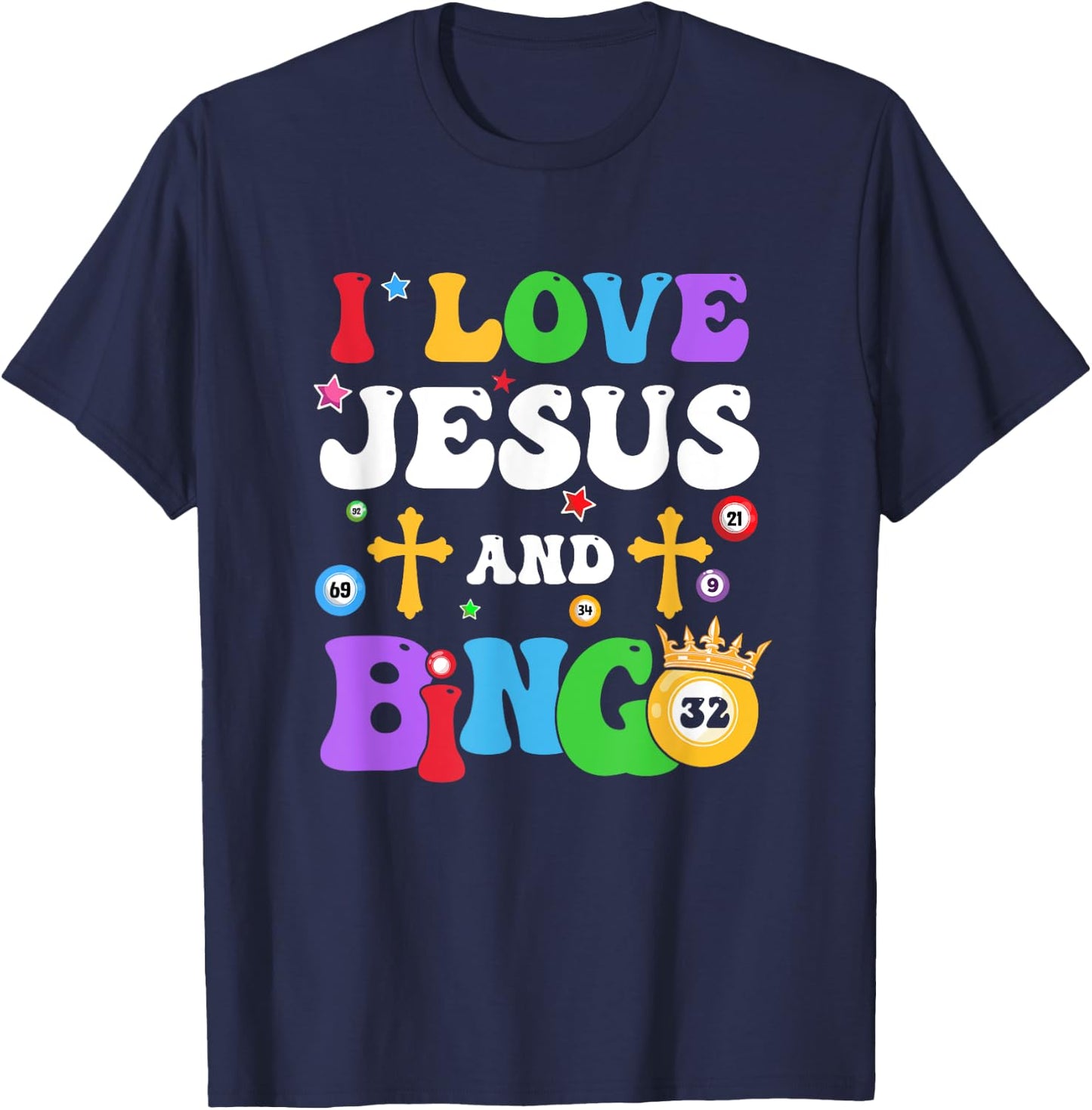I Love Jesus And Bingo Christian Cross Board Games T-Shirt - T-Shirt | Navy