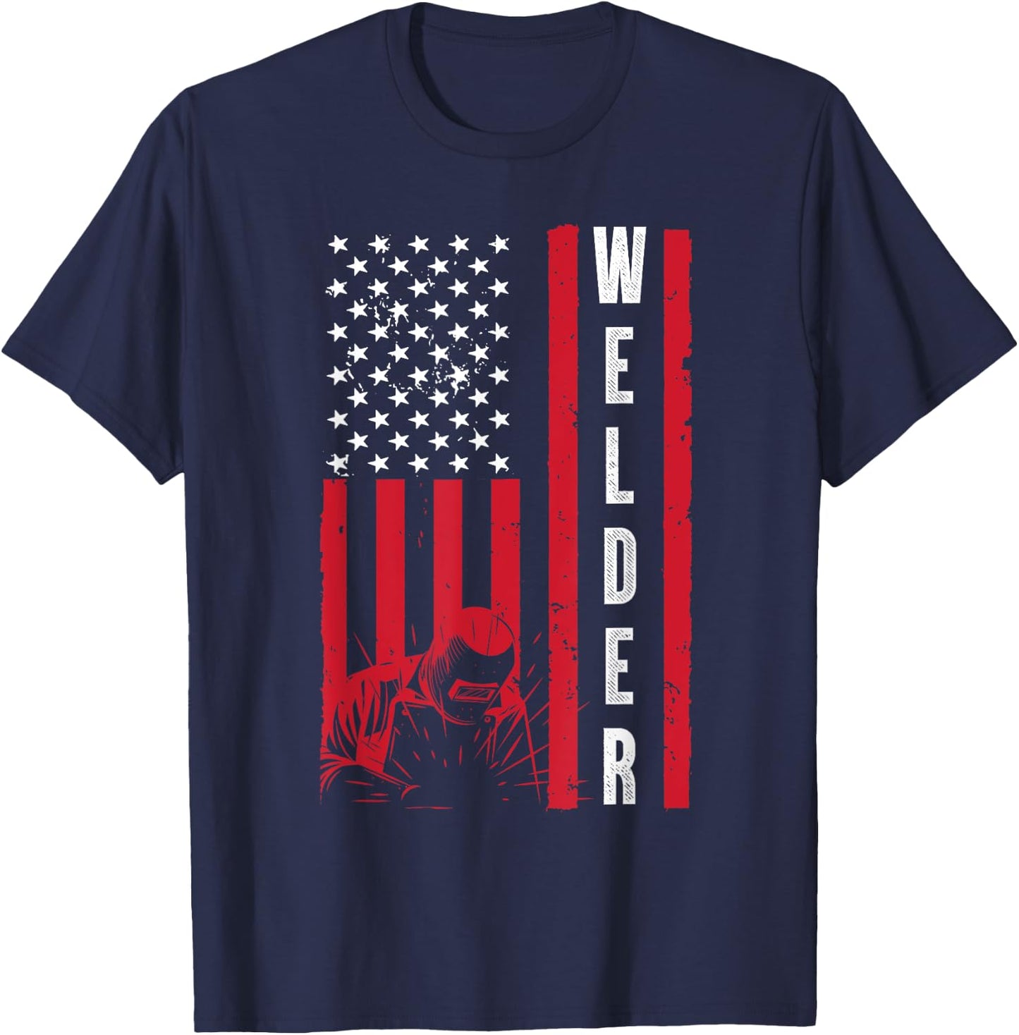 Cool Welding US Flag Art Women Welder Welding Lover T-Shirt - T-Shirt | Navy