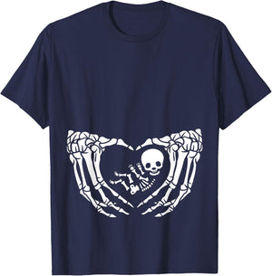 Skeleton Baby, Halloween Maternity, Spooky X-ray Pregnancy T-Shirt - T-Shirt | Navy
