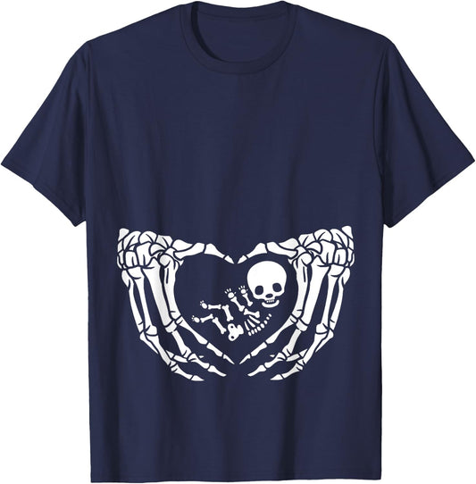 Skeleton Baby, Halloween Maternity, Spooky X-ray Pregnancy T-Shirt - T-Shirt | Navy