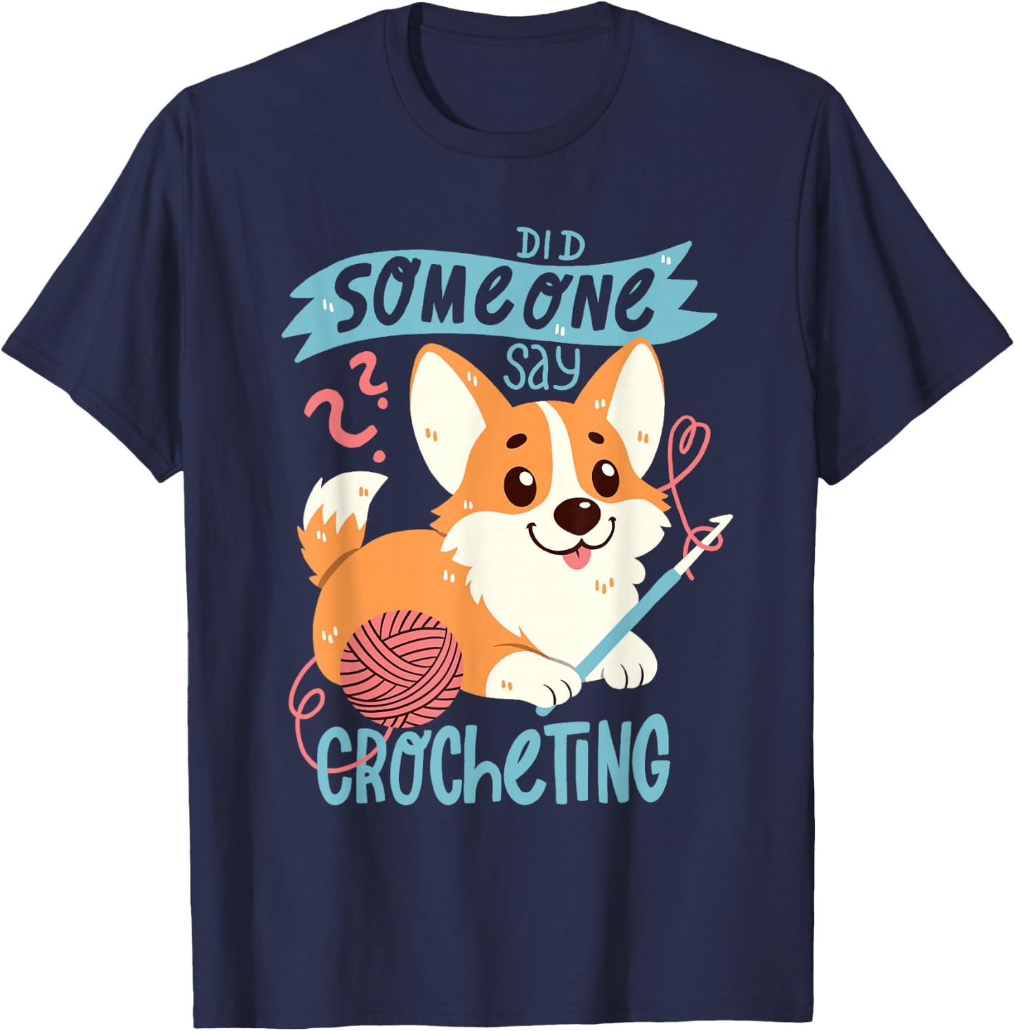 Crochet Corgi T-Shirt - T-Shirt | Navy