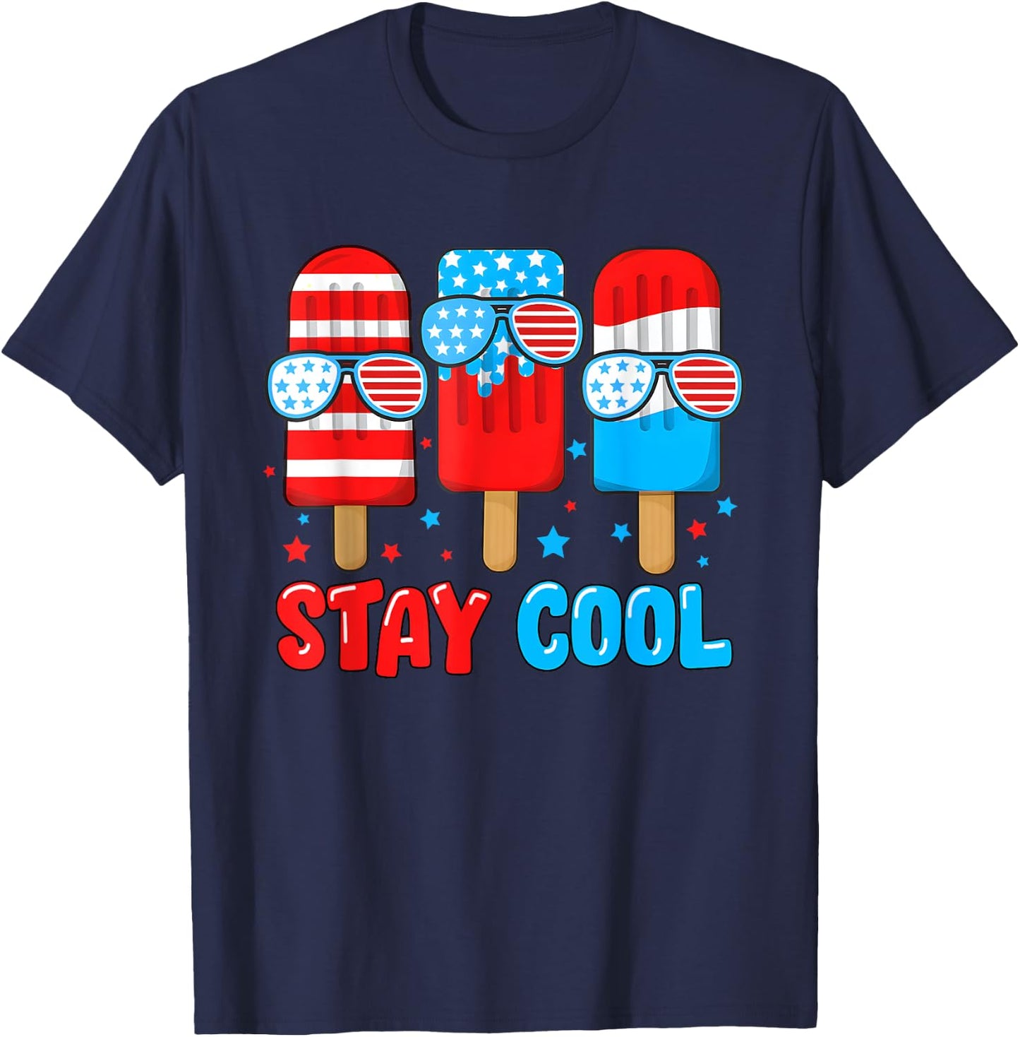 Stay Cool 4th July Ice Cream Sunglasses American Boys Girls T-Shirt - T-Shirt | Navy