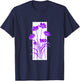 Purple Distressed Flower Stripe -v2 Purple Graphic T-Shirt - T-Shirt | Navy