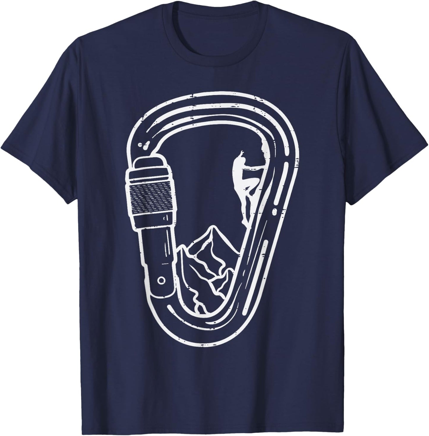 Climbing Carabiner Rock Climber Cool Mountain Men Women Kids T-Shirt - T-Shirt | Navy