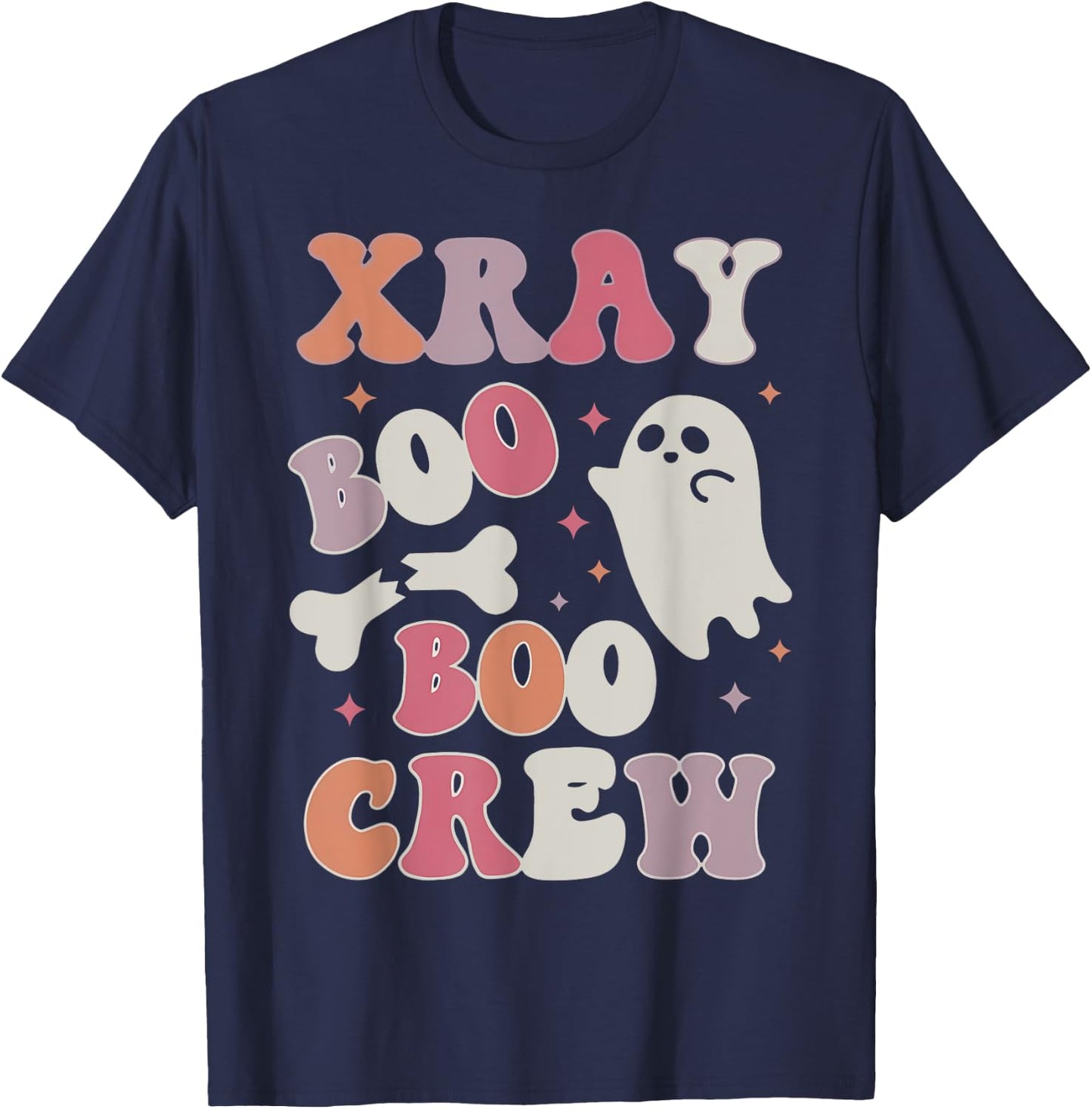 X Ray Boo Boo Crew Ghost Radiology Halloween Fall Nurse T-Shirt - T-Shirt | Navy