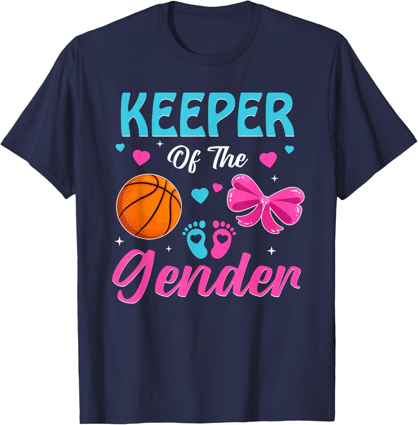 Keeper Of The Gender Basketball Gender Reveal Party T-Shirt - T-Shirt | Navy