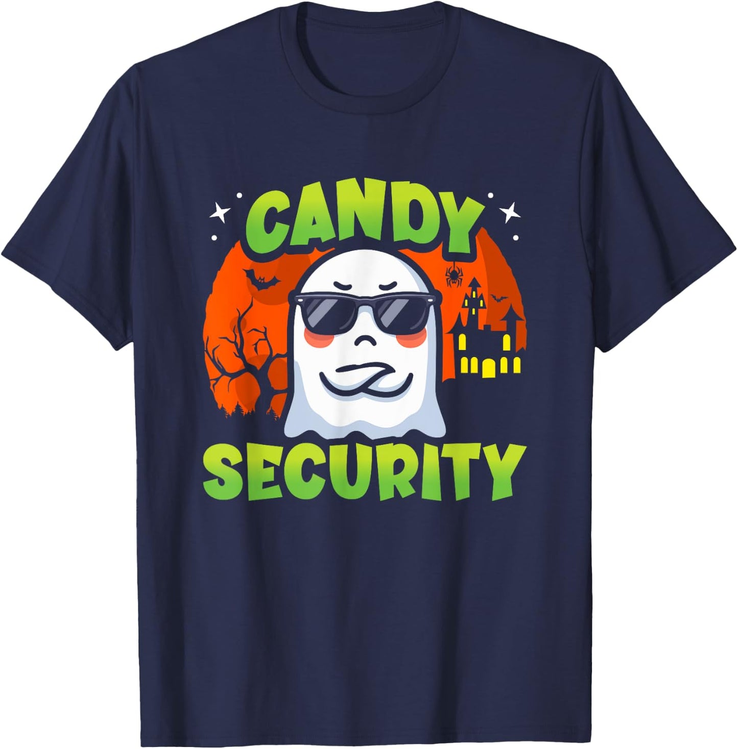 Cute Ghost Kids Halloween - Candy Security - Funny Halloween T-Shirt - T-Shirt | Navy