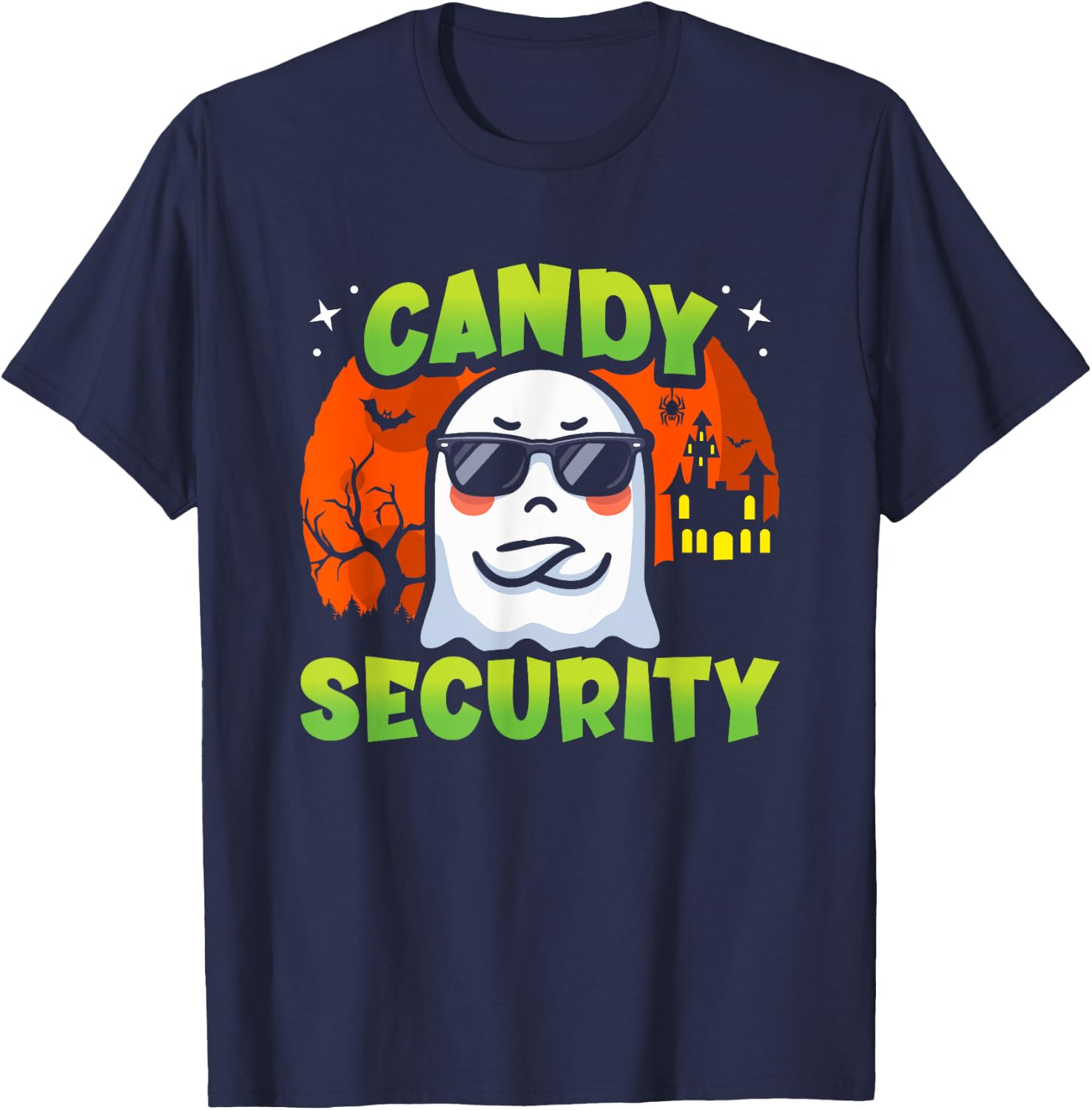 Cute Ghost Kids Halloween - Candy Security - Funny Halloween T-Shirt - T-Shirt | Navy